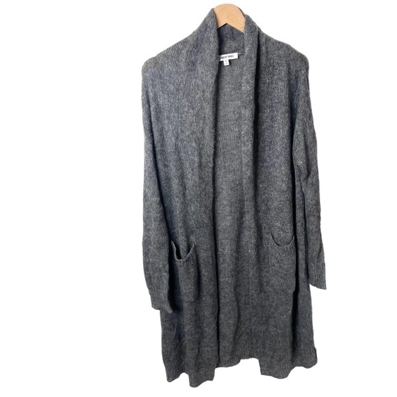 ELIZABETH AND JAMES Mohair Blend Gray Long Duster Cardigan Sweater, Small - Picture 1 of 7